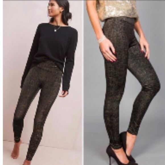 Spanx XS Velvet Shine Leggings black/gold SUPER Soft and top quality NWT - Picture 5 of 16